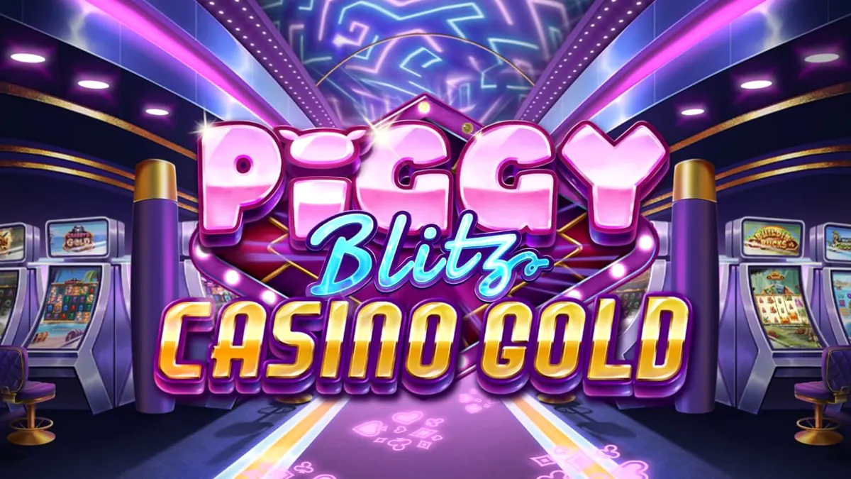 Piggy Blitz Casino Gold slot machine interface na may neon lights at luxury casino theme